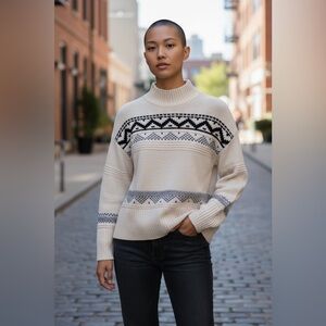 EUC Christian Siriano Black and White Patterned Turtleneck Sweater